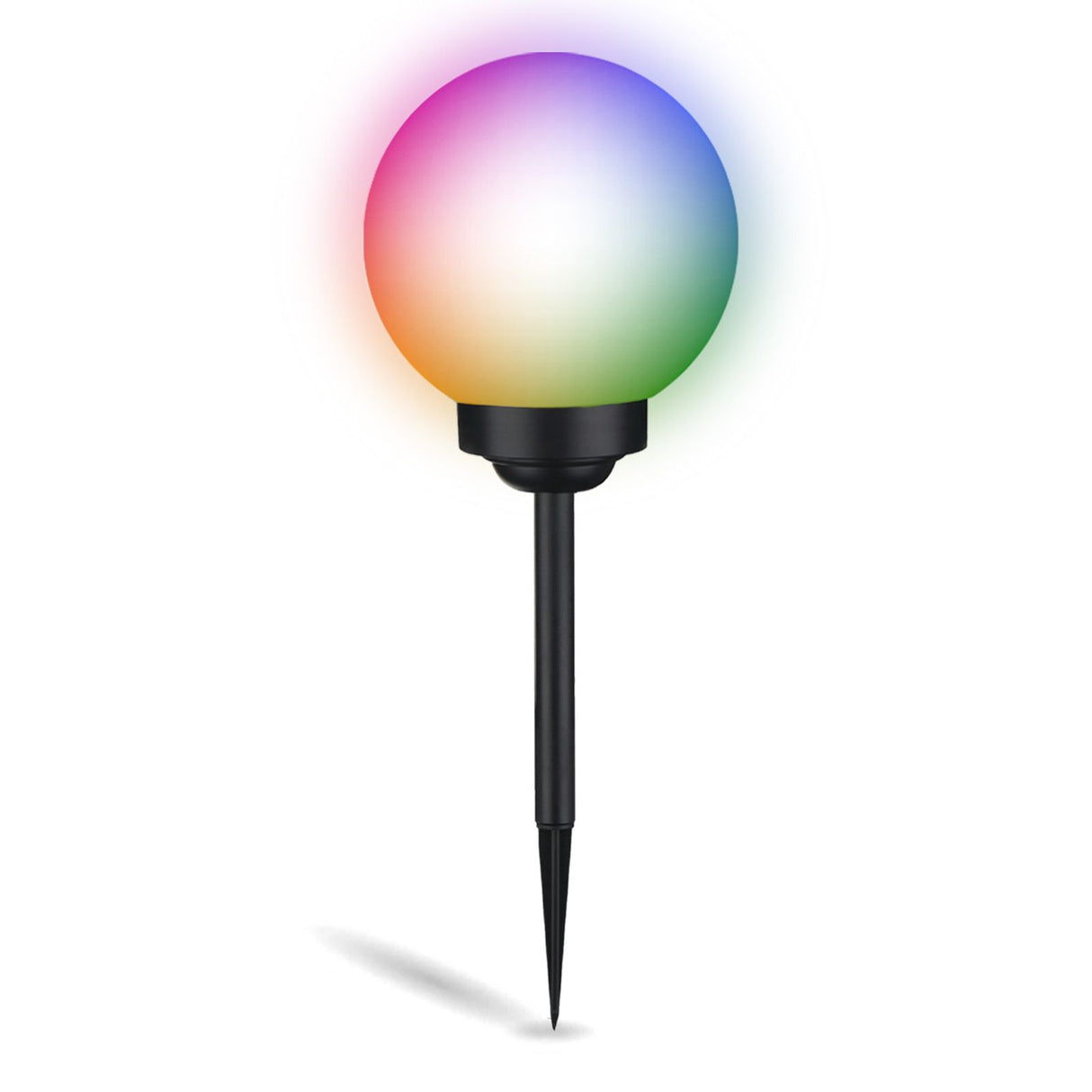 Solar LED Tuinlamp – Witte Bol 25 cm – Grondmontage - Gekleurd