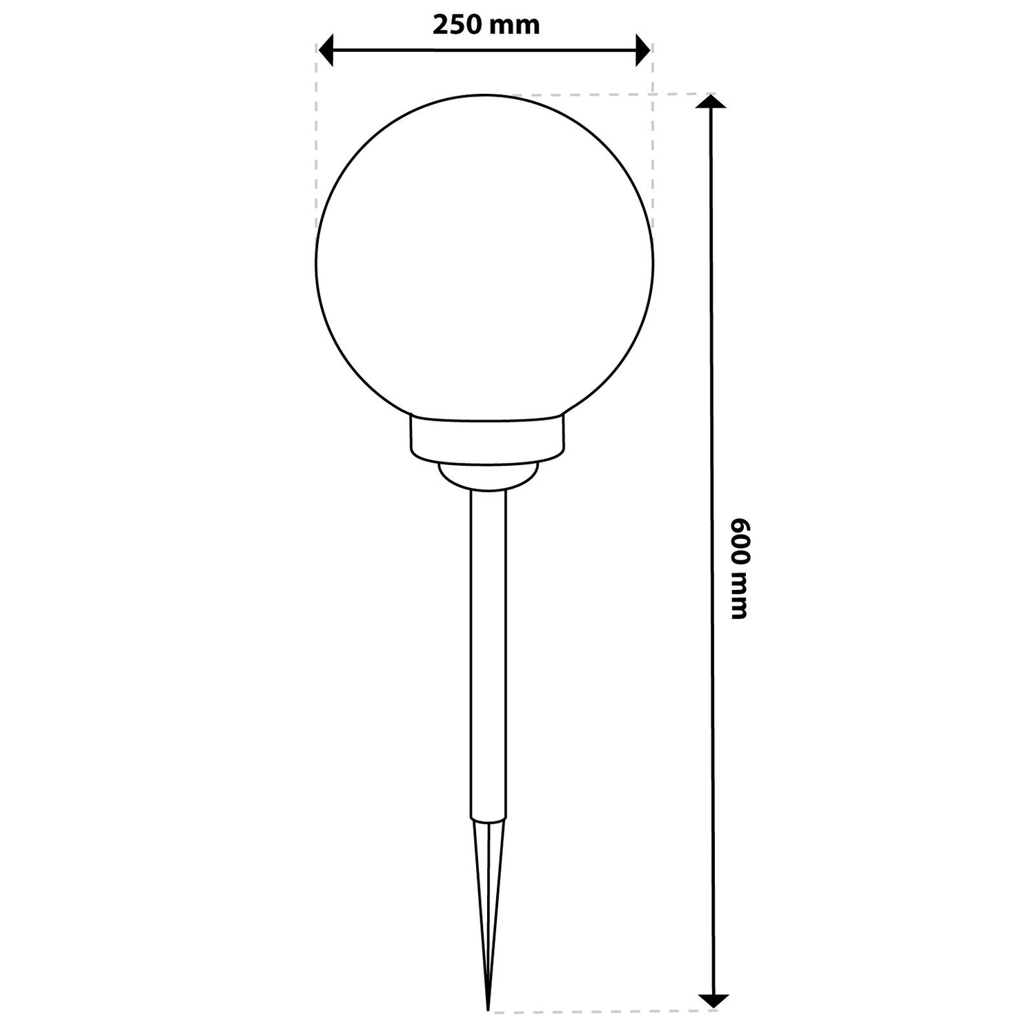 Solar LED Tuinlamp – Witte Bol 25 cm – Grondmontage - Gekleurd