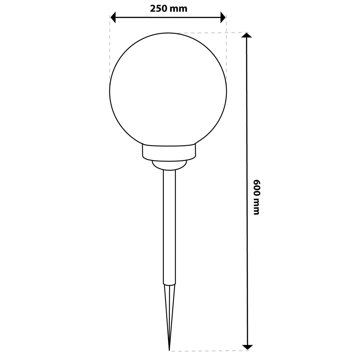 Solar LED Tuinlamp – Witte Bol 25 cm – Grondmontage - Gekleurd