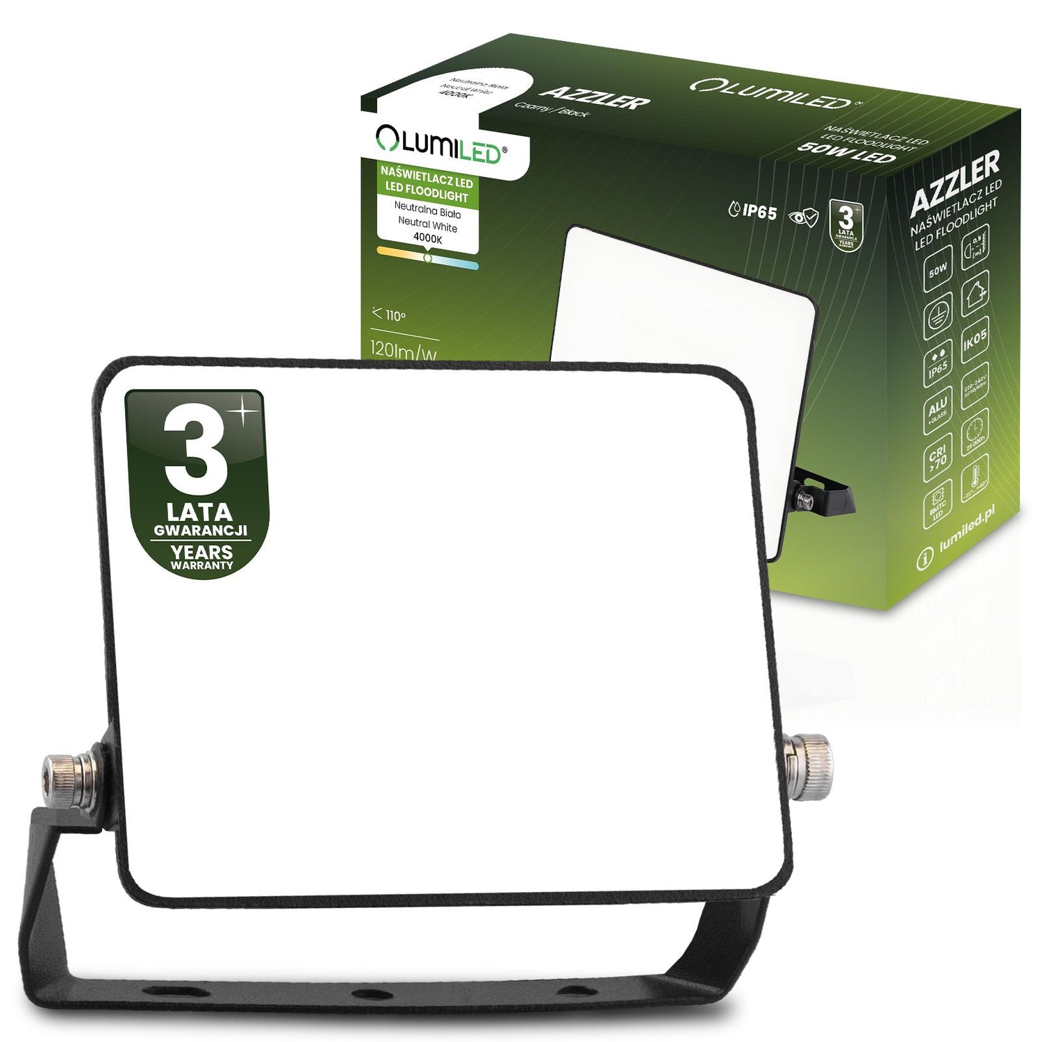 LED Schijnwerper – 50W – 6000 lm – 4000K – IP65 – Zwart – Halogeen Buitenlamp