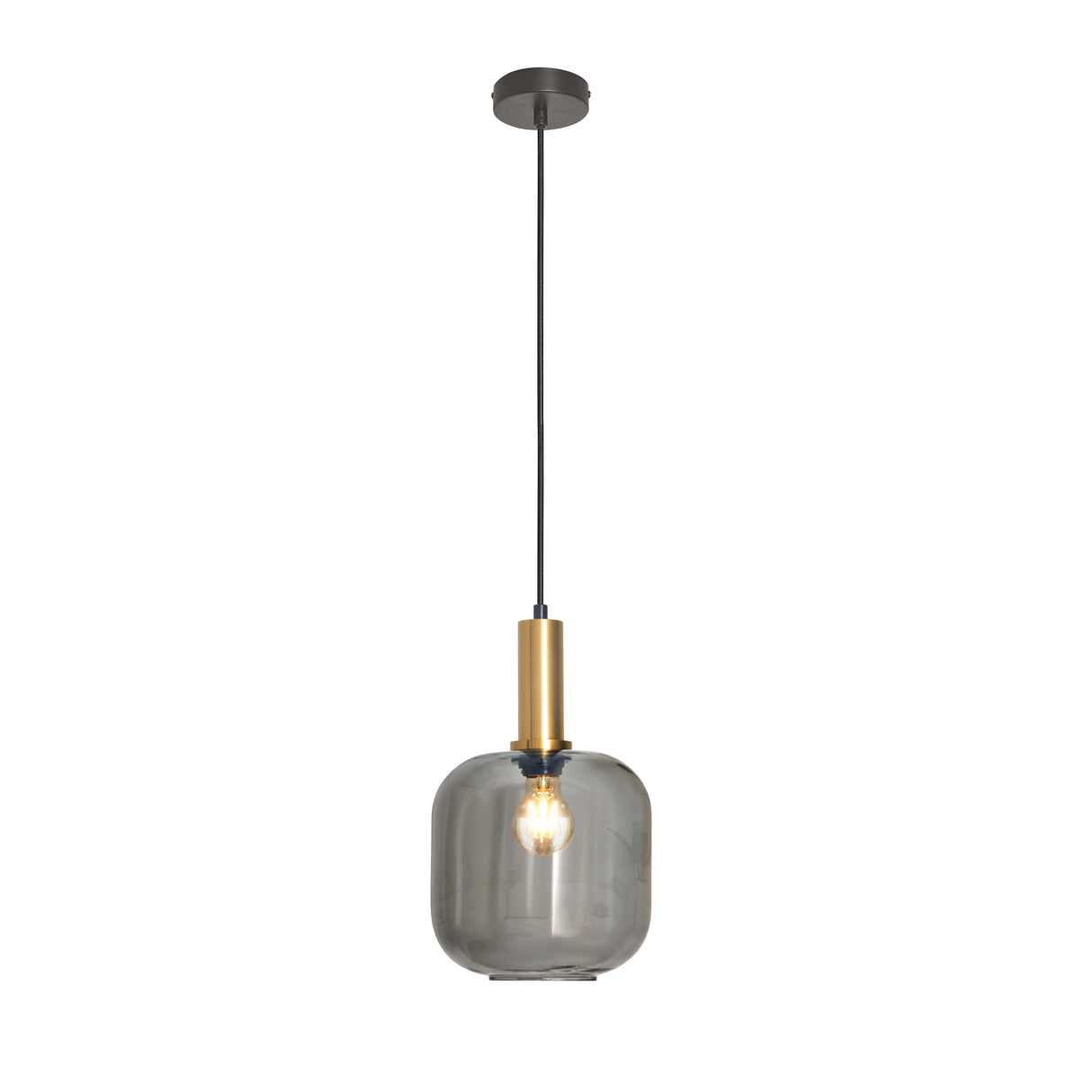 Design Hanglamp Messing met Smoke Glas