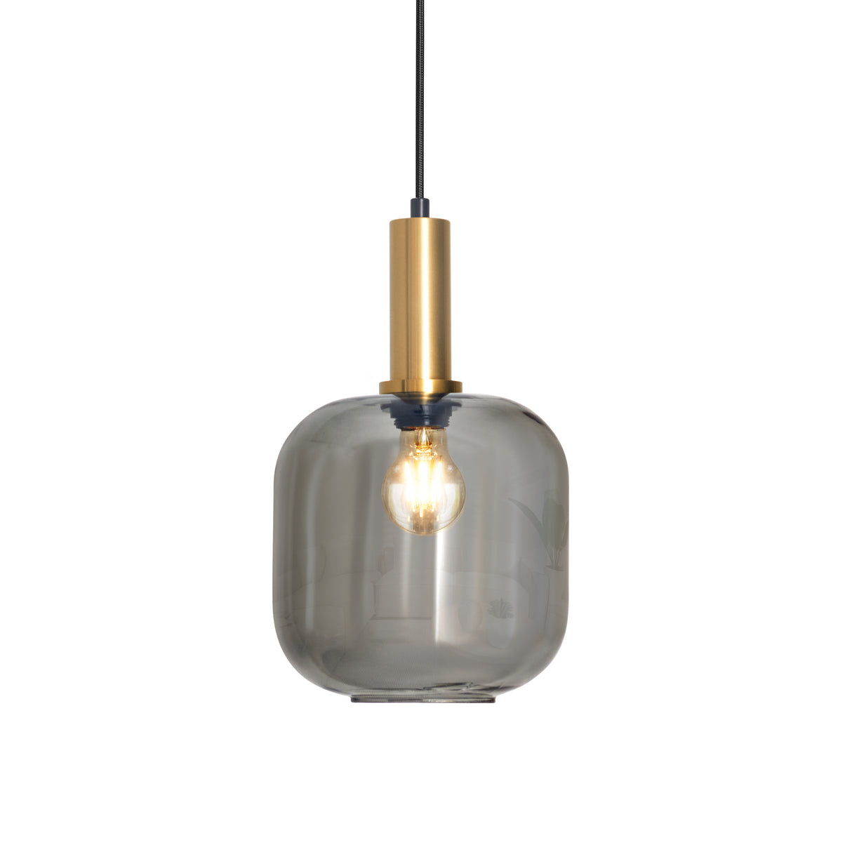 Design Hanglamp Messing met Smoke Glas