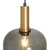 Design Hanglamp Messing met Smoke Glas