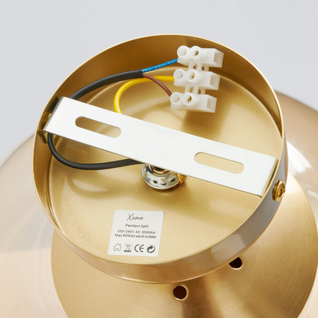 Glazen Plafondlamp Goud met Amberglas – Marly
