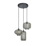 Hanglamp 3-Lichts Mix Rookglas Industrieel Woonkamer Eetkamer Smoke Zwart
