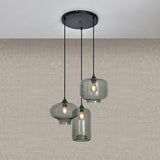Hanglamp 3-Lichts Mix Rookglas Industrieel Woonkamer Eetkamer Smoke Zwart