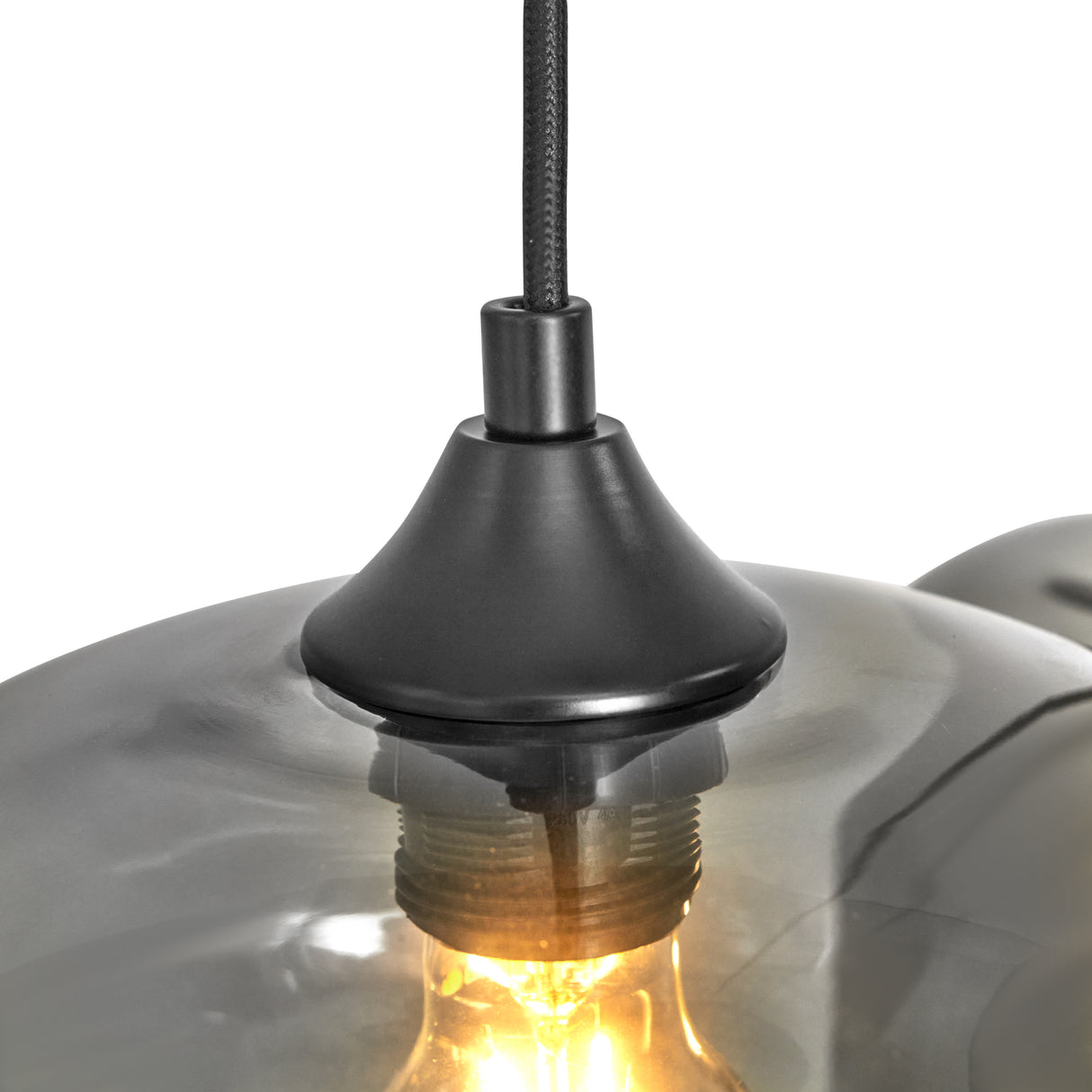 Hanglamp 3-Lichts Mix Rookglas Industrieel Woonkamer Eetkamer Smoke Zwart