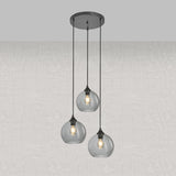 Hanglamp 3-Lichts Bol Rookglas Industrieel Woonkamer Eetkamer Smoke Zwart Grey