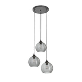 Hanglamp 3-Lichts Bol Rookglas Industrieel Woonkamer Eetkamer Smoke Zwart Grey
