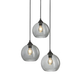 Hanglamp 3-Lichts Bol Rookglas Industrieel Woonkamer Eetkamer Smoke Zwart Grey