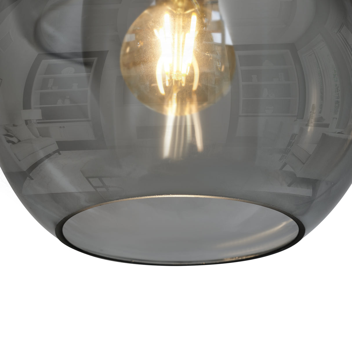 Hanglamp 3-Lichts Bol Rookglas Industrieel Woonkamer Eetkamer Smoke Zwart Grey