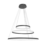 Design Hanglamp Zwart - Dimbaar Led - Drie Ringen - In Hoogte Verstelbaar - Eetkamer - Woonkamer