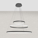 Design Hanglamp Zwart - Dimbaar Led - Drie Ringen - In Hoogte Verstelbaar - Eetkamer - Woonkamer