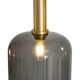 Hanglamp ovaal – zwart met gouden accenten en smoke glas, 5-lamps